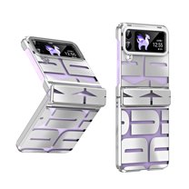 Dteck for Samsung Galaxy Z Flip3 Case with Hinge Protection, Galaxy Z Flip3 5G Case Ultra Thin Shockproof Anti-Drop Fashion Rugged Phone Cover,Silver