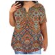 thumbnail image 1 of Camisetas Casuales de las Mujeres Largo Casual Impreso Cuello Redondo Suelto Top, Camiseta de Verano de Manga Corta, 1 of 3