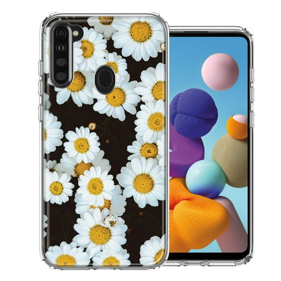 MUNDAZE For Samsung A21 Cute Daisy Flower Design Double Layer Phone Case Cover