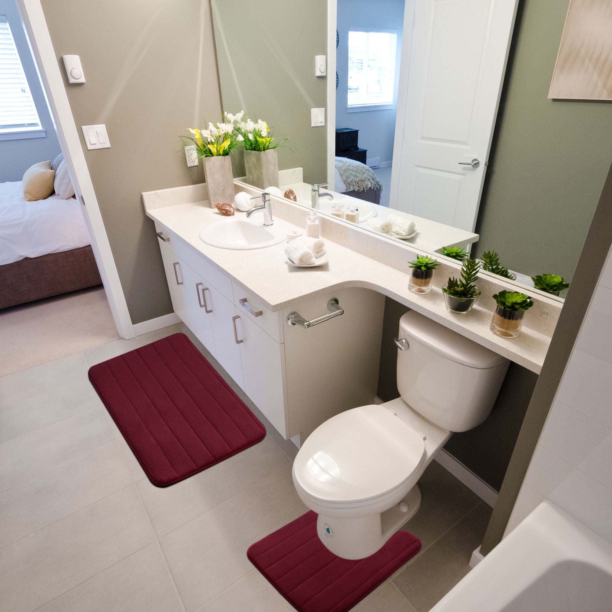 Details about   ZERO TWIST BATH MAT SET Pedestal Non Slip Super Soft Toilet Bathroom Rugs 2pcs 