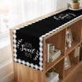 thumbnail image 6 of Home Sweet Buffalo Plaid Burlap Cotton Table Runner 16x72 Inches Long, Farmhouse Black White Checker Farmhouse Table Runners, Outdoor Dining Tablecloths Decor for Baby Shower/Party/Wedding, 6 of 8