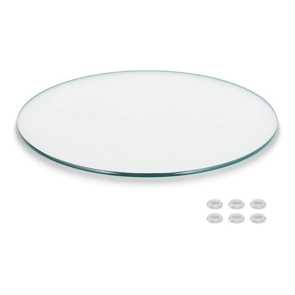 28 inch Round Glass Table Top - Clear Tempered Glass Surface Protector - Safe Pencil Polished Edge - Coffee, Dining and End Table