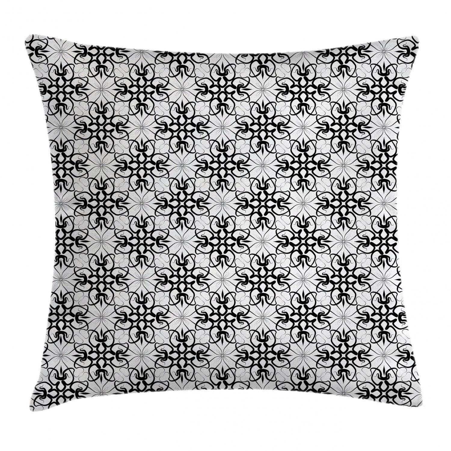 Floral Throw Pillow Cushion Cover, Victorian Lace Flower Pattern Curved