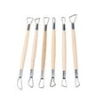 thumbnail image 3 of 6Pcs Poterie Céramique Outils en Argile Double Tête Poignée Bois Argile Robuste Polyvalente, 3 of 9