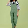 thumbnail image 2 of Oversize Adjustable Suspender Jumpsuits for Women Baggy Pockets Straight Leg Casual Loose Overalls Trendy Rompers Green,M, 2 of 7