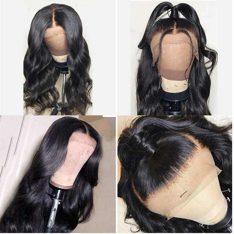 Lace Front Wigs Human Hair Body Wave 4X4 Lace Closure Wig Pre Plucked Lace Front Wig with Baby Hair Brazilian Virgin Human Hair Wigs for Black Women Natural Color 150 Density 18