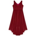 thumbnail image 5 of TiaoBug Kids Girls Junior V Neck Chiffon Party Gown High Low Hem Dress, 5 of 6