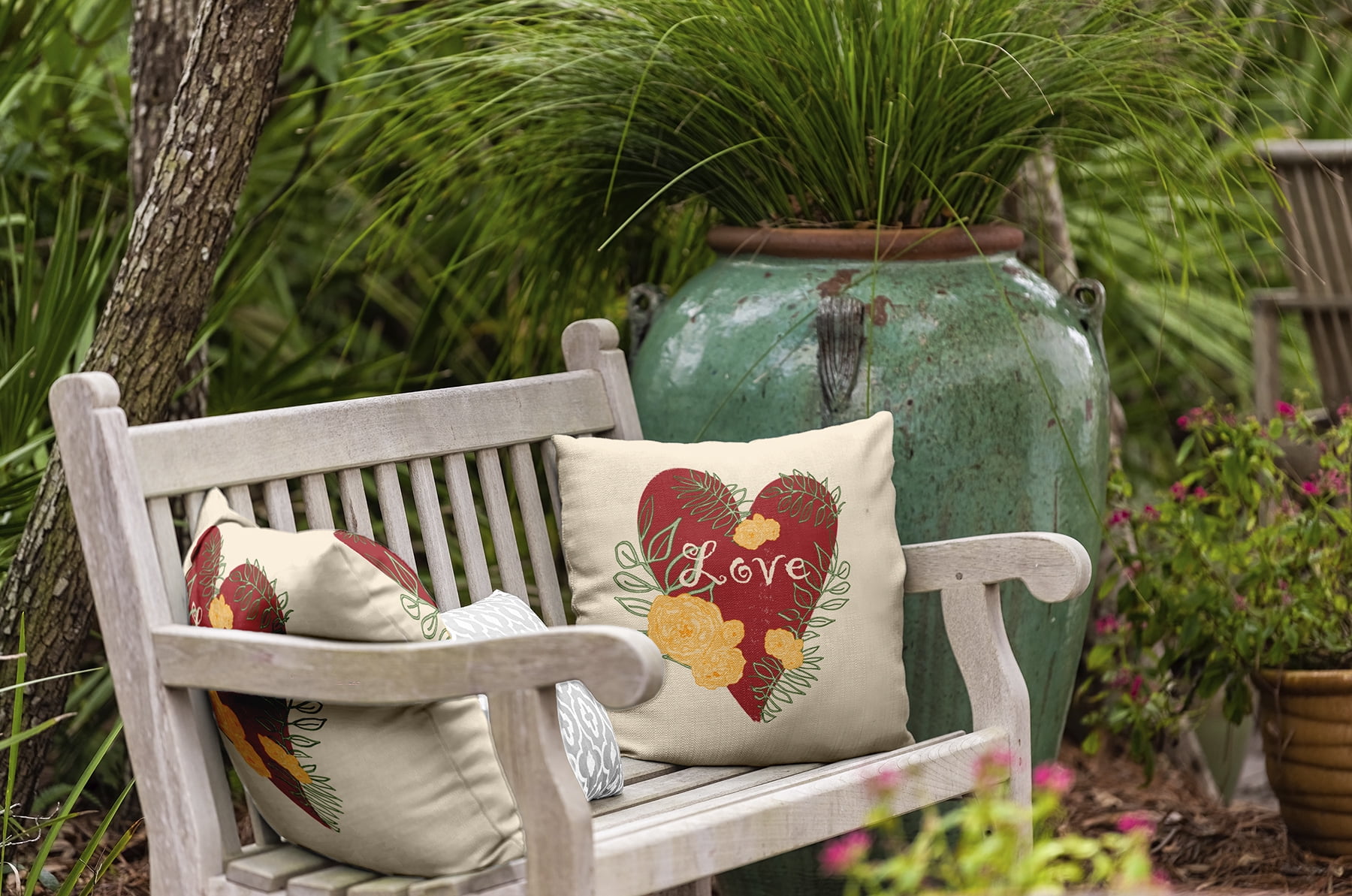 20" x 20" Simply Daisy Love And Roses Polyester Indoor/Outdoor Pillow, Buddah Qty 1