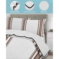 thumbnail image 4 of Quilts Twin Size Bedding Set, Brown Striped Lightweight Quilted Comforter, Farmhouse Simple Line Vertical Stripes Soft Reversible Bedspread Coverlet with Pillow Covers for All Season, 68" x 86", 4 of 7