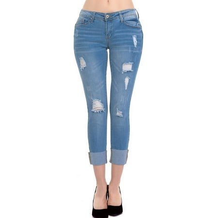 Love Moda Women's Butt Lifting Mid Rise Skinny Jeans (Lt.blue, 1