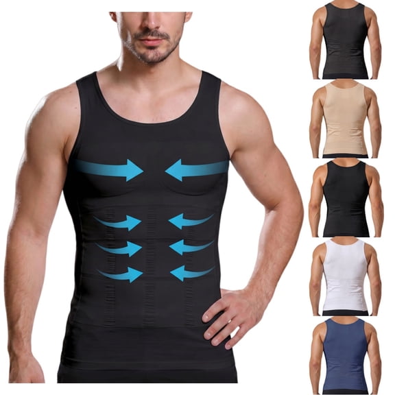 LRGSHF Gynecomastia Compression Shirts Mens Slimming Body Shaper Vest Summer Lightweight Breathable Sports Gym Mens Shapewear Sleeveless Tummy Control Undershirts