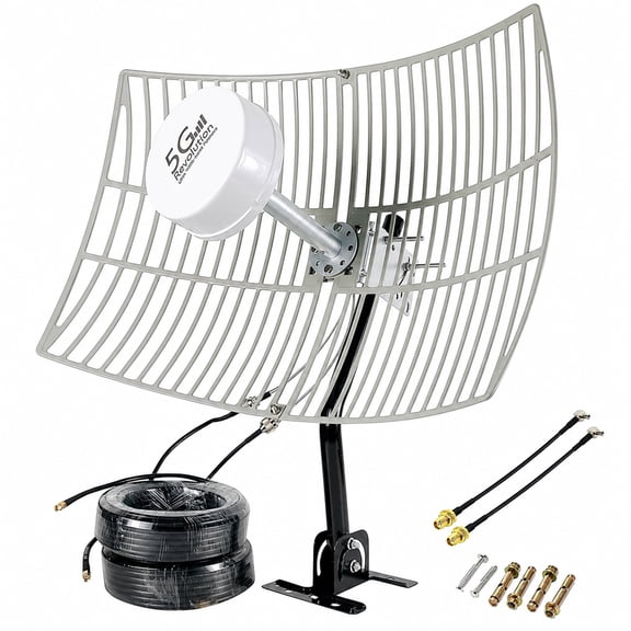 2x2 Mimo Parabolic Grid Antenna Kit 698-6000MHz, 30dBi Directional Outdoor Antennas for 4G LTE and 5G Routers, Hotspots and Gateways