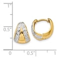 thumbnail image 4 of FB Jewels 14K Yellow Gold & Rhodium Polished and Textured Hoop Earrings, 4 of 4