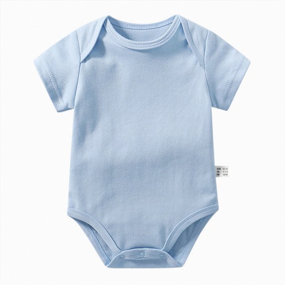 Xudanell Unisex-Baby Short Sleeve Bodysuits Soft Solid Bodysuit for Cotton One-piece Boy Girl Summer Clothes 0-24M(Light Blue, 0-3 Months)