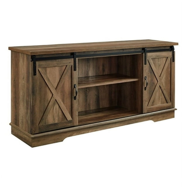WE Furniture AZ58SBDRO TV Stand, 58", Rustic Oak