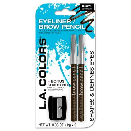 LA Colors Eyeliner, Brow Pencil & Sharpener, Dark (Best Eyeliner Pencil Sharpener)