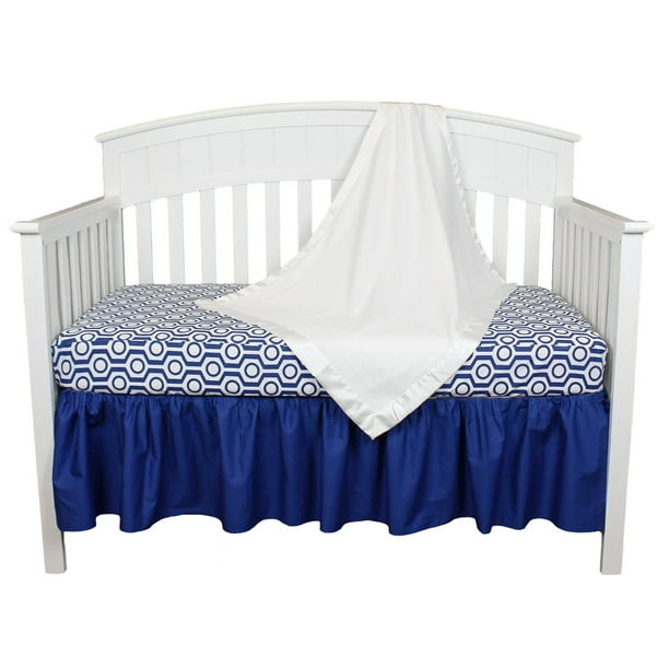 Royal Blue And White Geometric Modern Design Baby Crib Bedding 4