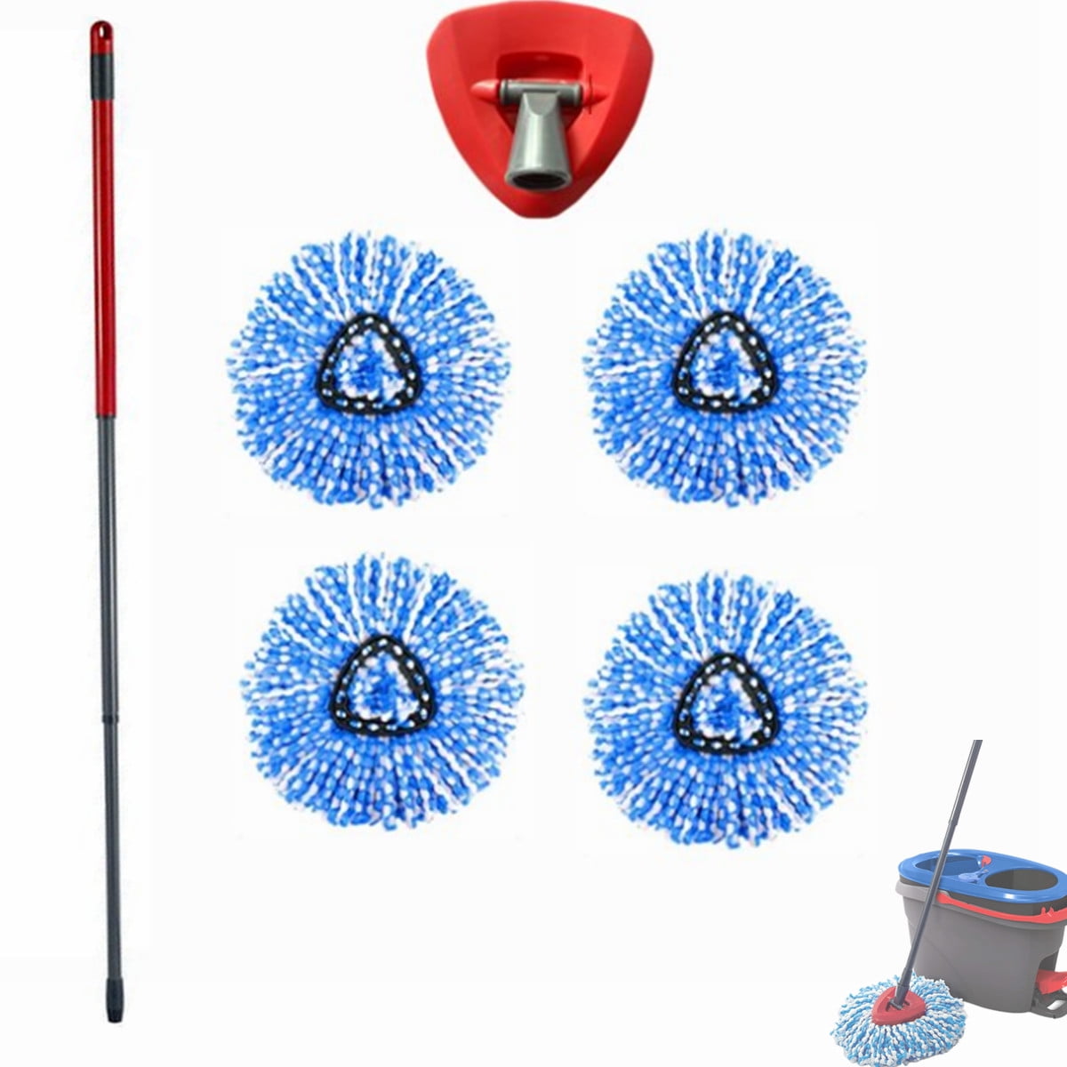 Hometimes 4 Spin Mop Refills +1 Handle+1 Base for OCEDAR Easywring