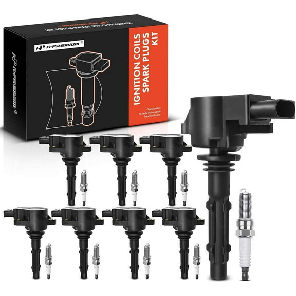A-Premium Set of 8 Ignition Coil Pack and Iridium Spark Plugs Compatible with Mercedes-Benz CLS550 E550 S550 2007-2011 GL450 SL550 ML550 S450 CL550 CLK550 G550
