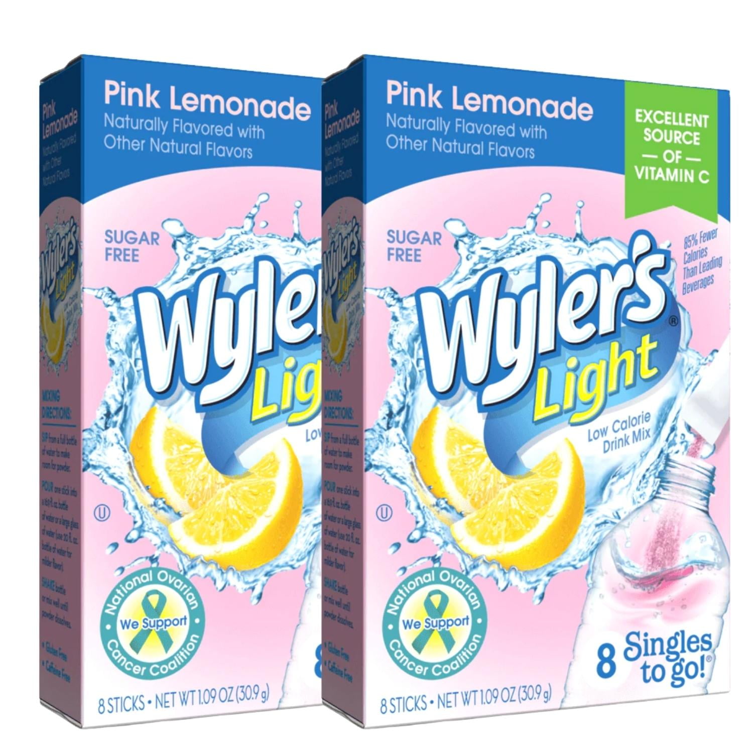 NS Wyler's Light Pink Lemonade Singles To Go Water Drink Mix, Sugar