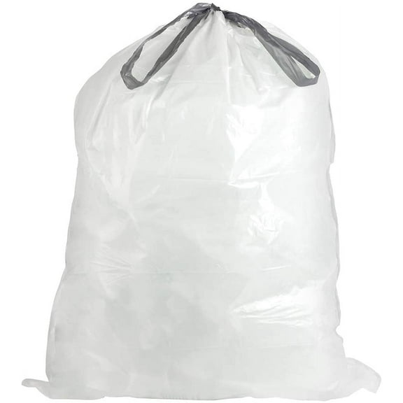 Plasticplace Custom Fit Trash Bags, Compatible with simplehuman Code R (200 Count) White Drawstring Garbage Liners 2.6 Gallon/ 10 Liter 16.5" x 18"