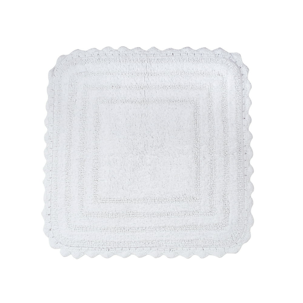24" White Small Square Home and Bathroom Essentials Cotton Bath Mat
