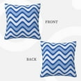 thumbnail image 3 of LNWH Decorative Pillow Covers, Blue Wavy Lines Square Sofa Decorative Knit Pillow Case, 22"x22", 3 of 8