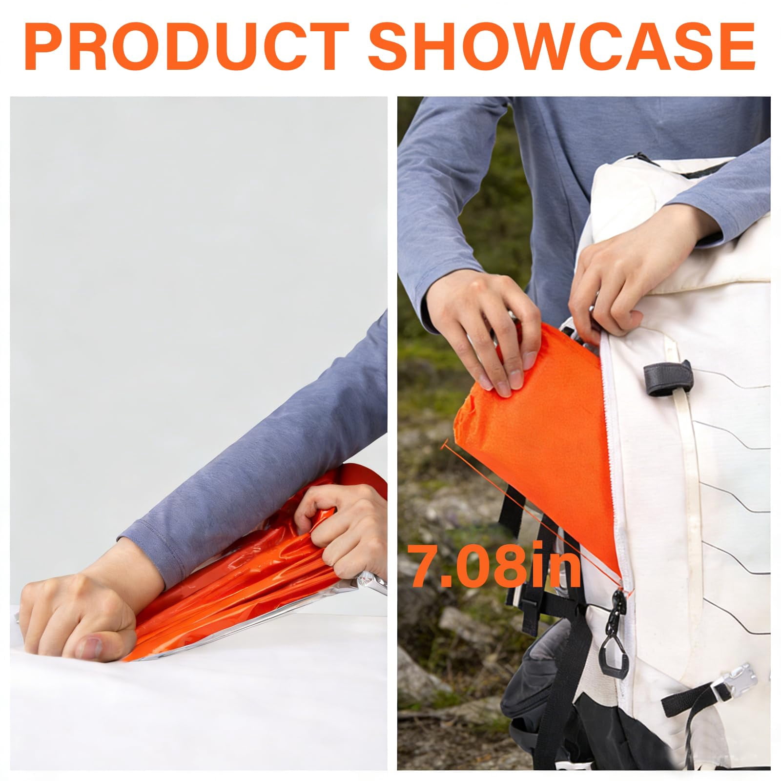 2-Pack Blanket, Sleeping Bag, Emergency Sleeping Bag Survival, Waterproof, Compact Lightweight, Emergency Mat for Survival Kit Car Camping Gear Hiking Go (2, Orange)
