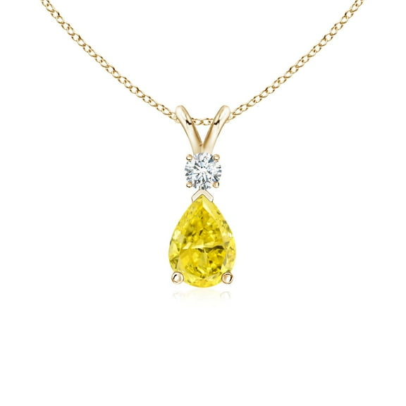 ANGARA Lab Grown Yellow Diamond Teardrop Pendant for Women in 14K Yellow Gold (Size-7x5mm| Clarity-VS) | April Birthstone, Anniversary, Jewelry Gift for Women | Lab-Grown Yellow Diamond Necklace