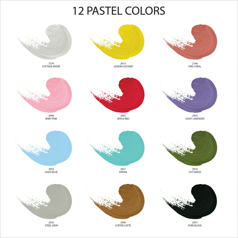 FolkArt Multi-Surface Satin Acrylic Craft Paint Set, 12 Colors, 2oz
