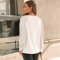 thumbnail image 6 of SUNBS Blouses for Women Lace Tops Crewneck Casual Fashion Pleated Long Sleeve Shirts, 6 of 7
