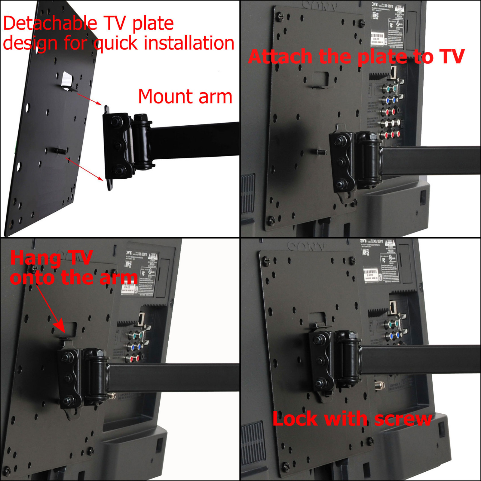 VideoSecu Articulating TV Wall Mount for 24 29 32 39 40" VIZIO D32x-D1 E32h-C1 D39hn-E0 D40u-D1 LED LCD Tilt Swivel BN1 - image 3 of 4