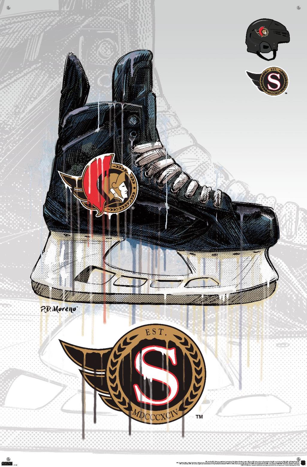 NHL Ottawa Senators - Drip Skate 21 Wall Poster with Pushpins, 22.375" x 34"