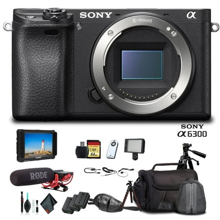 Sony Alpha a6300 Mirrorless Camera Black ILCE6300/B +Soft Bag, Tripod, 2X Extra