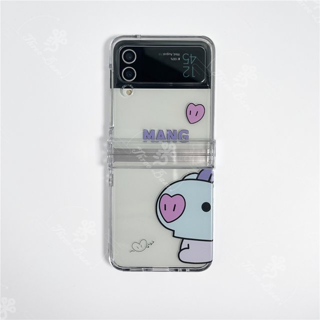Funda Para Teléfono Samsung Zflip3 Zflip4 BTSS-7 BT RJ Shooky Cooky Koya Dentro Mang TATA Chimmy D-DAY AgustD Indigo Anti Golpes Cubierta Espacial A Prueba De Caídas Zflip5 Transparente