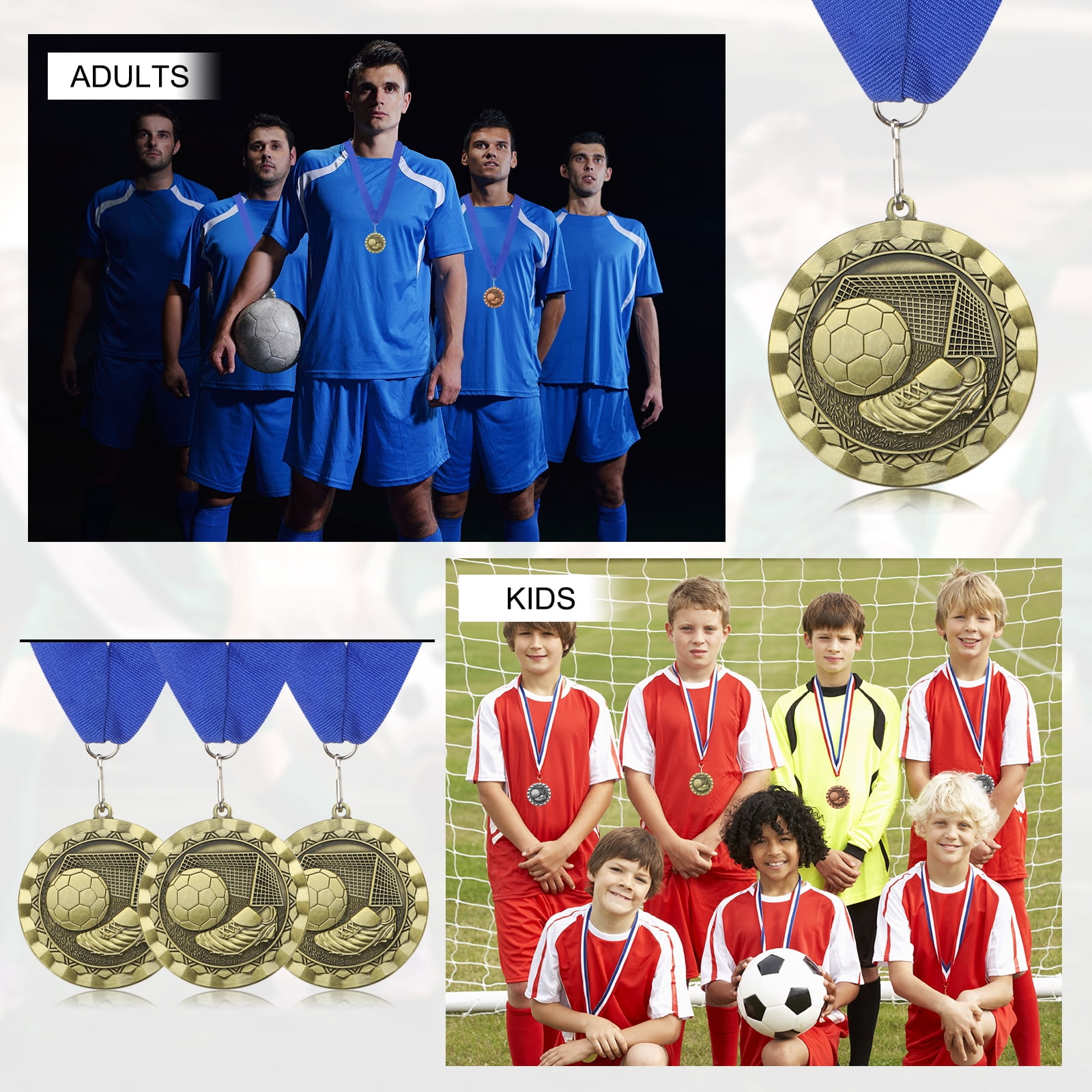 Uxcell Football Events Sneakers Embossing Award Medals with Ribbons, Winner Medals Prizes for Competitions Sports Party Red