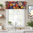 thumbnail image 2 of Spring Flowers Kitchen Curtain Valances for Windows Farmhouse Short Curtains, Daisy Yellow Blue Flower Retro Painting Rod Pocket Valance Curtain for Bedroom Cafe Living Room 60"x18", 2 of 8