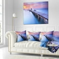 thumbnail image 2 of Designart Beach with Blue Waters and Wood Bridge - Pier Seascape Throw Pillow - 18x18, 2 of 4