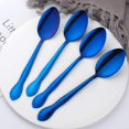 thumbnail image 4 of 12-Piece Stainless Steel Dinner Spoons with Flower Edge, Stainless Steel Dinner Spoons Set, Spoon Dessert Spoons for Home, Kitchen or Restaurant - 7.3 Inches-Blue, 4 of 7