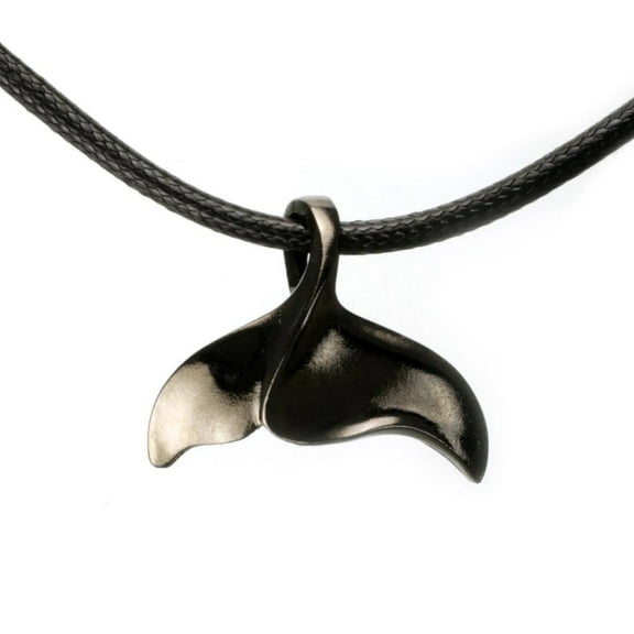 Whale Tail Pendant Ocean Theme Sea Life Pewter Pendant Hematite Finish