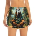 thumbnail image 2 of Balery Forest Meditating Gorilla Pantalones cortos deportivos para mujer con forro y dos bolsillos, elásticos, para entrenamiento, gimnasio, yoga-Large, 2 of 7