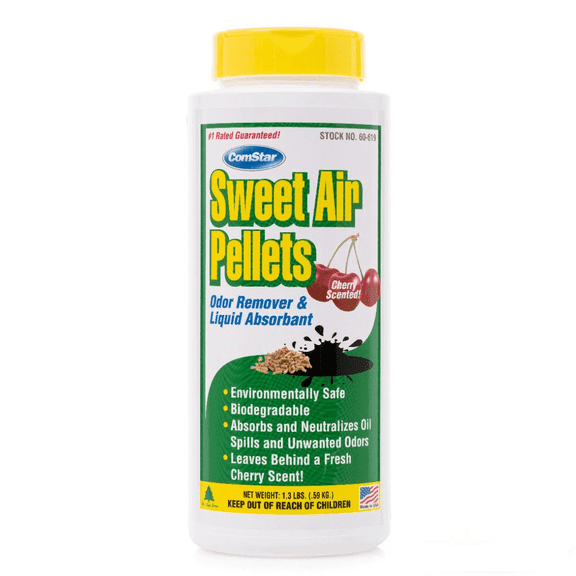 ComStar Sweet Air Pellets, 1.5 lb Odor Eliminator & Absorbent, Cherry Scented, Long-Lasting Neutralizer for Home & Industrial Use, Eliminates Oil, Fuel, Smoke, Pet Odors, (60-619)