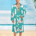 SKYSONIC Mens Robe Lightweight Kimono, Llama Cute White Alpaca Cactus