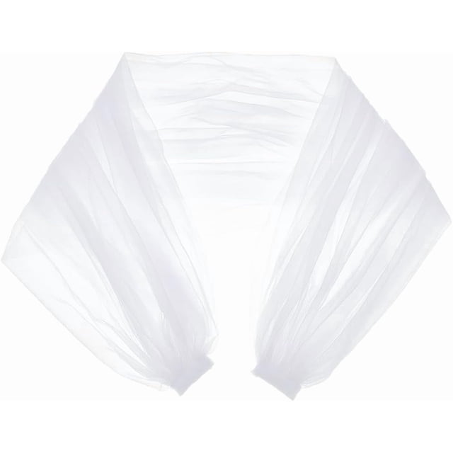Chal de tul desmontable de 90 cm/35 pulgadas, encaje blanco, transparente, para novia, ideal para bodas, fiestas formales y eventos de graduación.