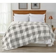 thumbnail image 2 of Great Bay Home Velvet Plush Fleece Reversible Sherpa Warm and Cozy Bed Blanket  (King, Buffalo Check Grey), 2 of 3