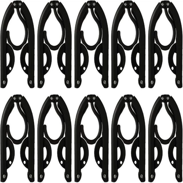 10 piezas - Perchas para ropa - Perchas de viaje - Perchas plegables portátiles - Negras