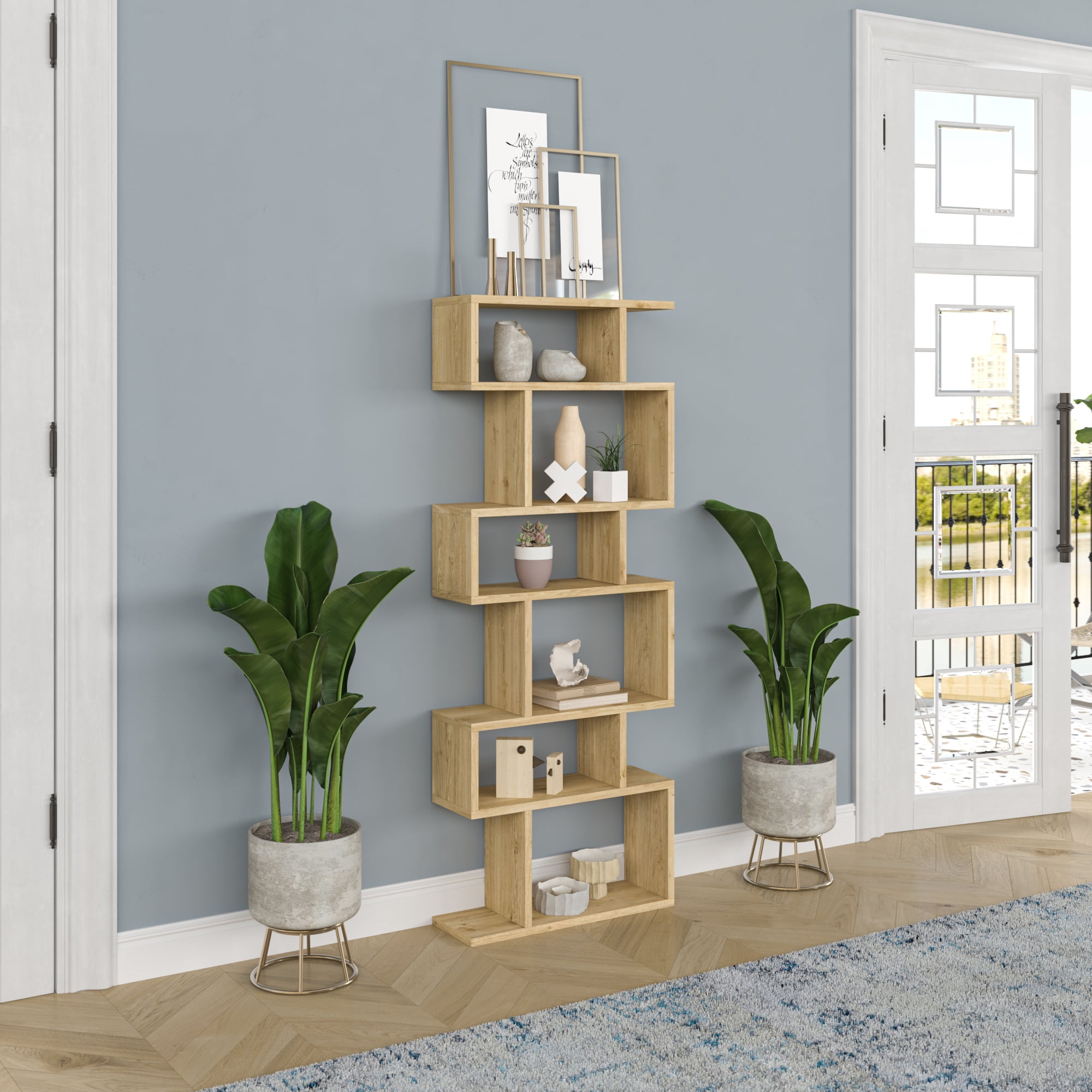 Ada Home Decor Bates Multiple Tier Bookcase, Oak