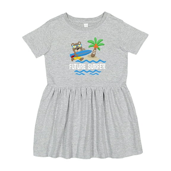 Inktastic Surfing Future Surfer Bear Girls Toddler Dress