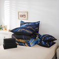thumbnail image 5 of Feelyou Art Abstract Stripe Bedding Comforter Set 7pcs for Adult, Chic Marble Ombre King Bedding Sets, Watercolor Ink Navy Reversible Bed Sheets, Super Cozy Room Decor, 5 of 7