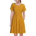 thumbnail image 1 of Bixox Robe d'Été à Manches Courtes pour Femmes Robe Ample Longueur Genou avec Poches-Pailletée Dorée, 1 of 7
